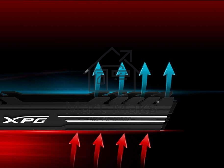 Оперативная память XPG Gammix D10, DDR4, 32GB (2x16GB), 3600MHz, CL18, UDIMM, с радиатором, черный