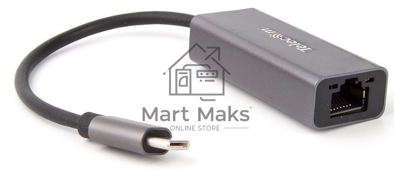 Кабель-переходник USB 3.1 Type-C -->RJ-45 1000Mbps Ethernet, Aluminum Shell, 0.15м Telecom <TU320M>
