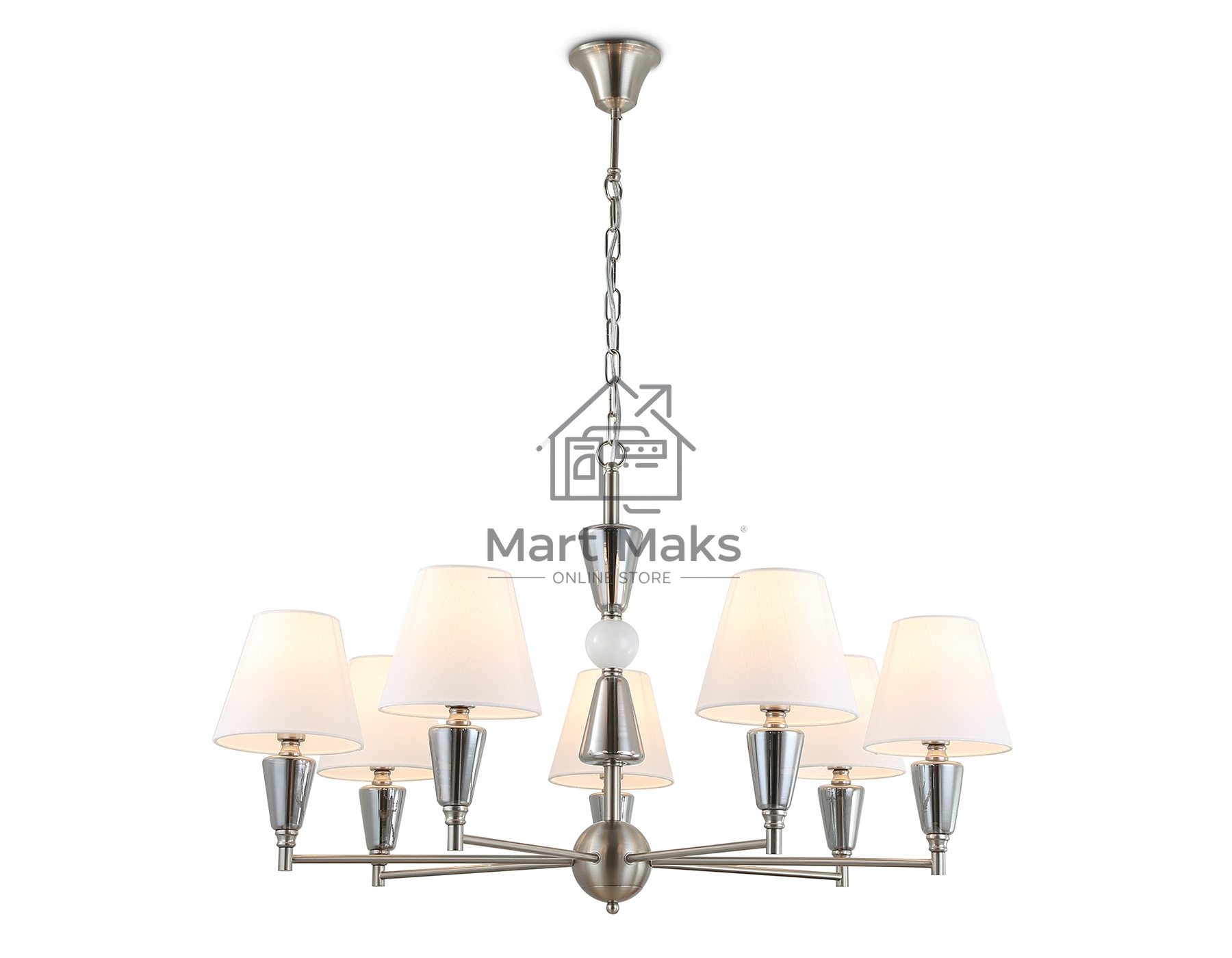 Люстра Ambrella light LH75256/7 SN/FR сатин никель/белый матовый E14*7 max 40W D860*520