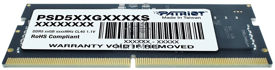 Оперативная память Patriot, DDR5, 16GB (1x16 GB), 4800 MHz, CL40, SO-DIMM