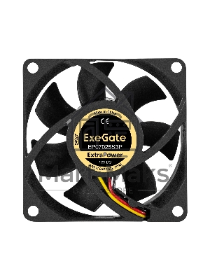 Вентилятор для корпуса ExeGate ExtraPower EP07025S3P черный, 70 мм, 4800 об/мин, 46.2 дБ, 3 pin