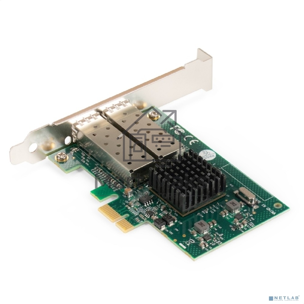 Сетевой адаптер ExeGate EXE-82576-F2 (PCI-E x1 v2.0, порты 2xSFP, 10/100/1000Mbps, Gigabit Server NIC Intel Chipset 82576-F2)