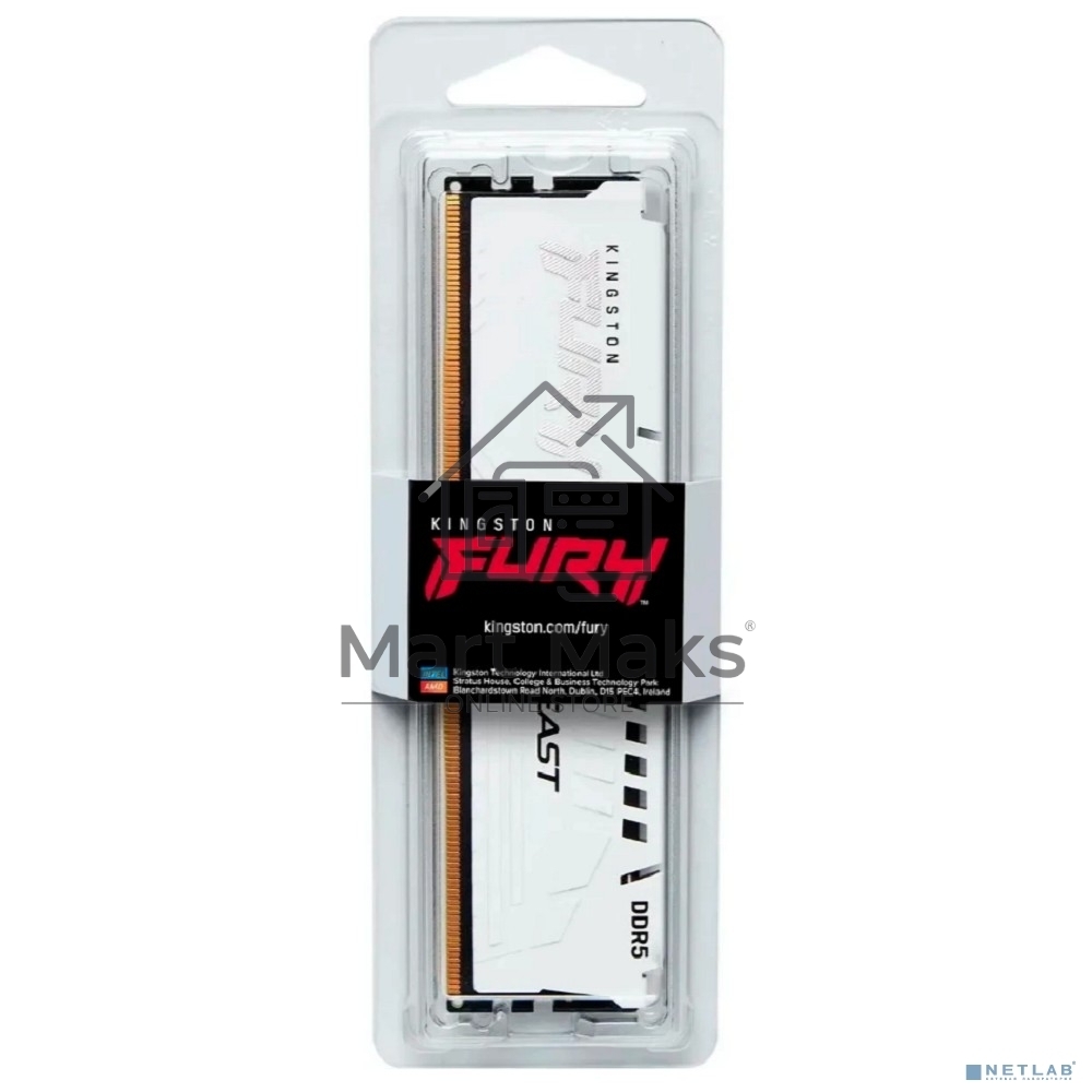 Оперативная память Kingston Fury Beast Expo, DDR5, 16Gb (1x16 GB), 6400 MHz, CL32, DIMM, радиатор, белый