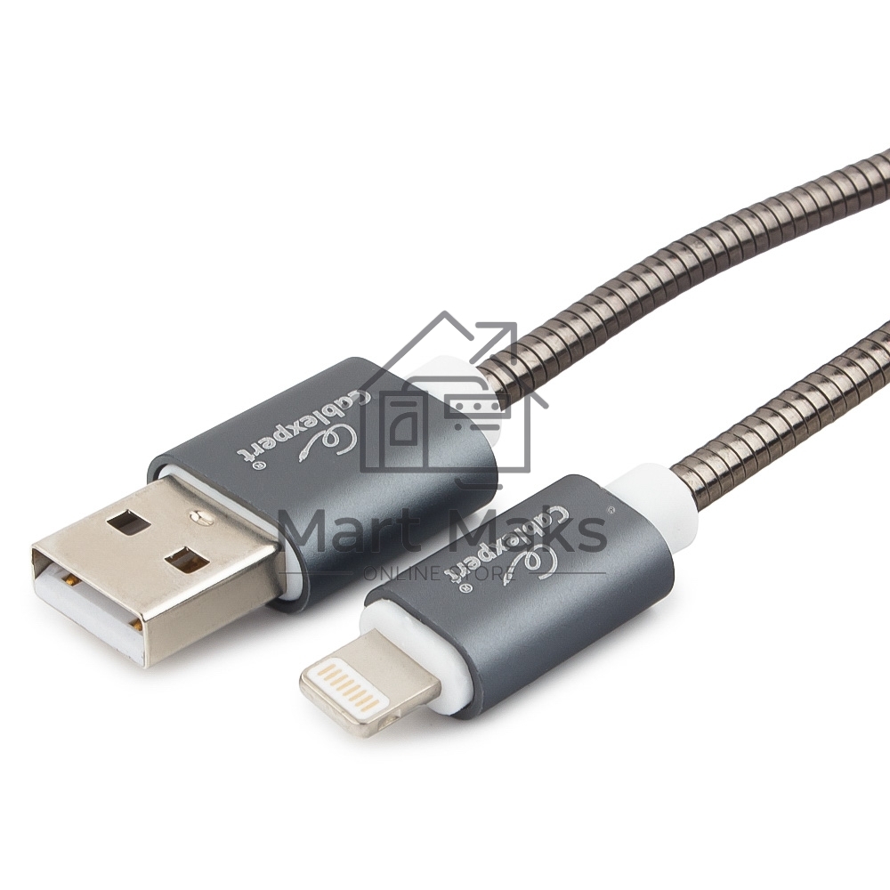 Кабель Cablexpert для Apple CC-G-APUSB02Gy-1.8M, AM/Lightning, серия Gold, длина 1.8м, титан, блистер