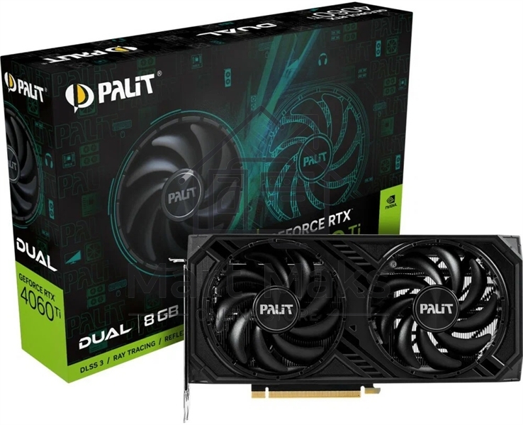 Видеокарта Palit RTX4060TI DUAL OC NVIDIA GeForce RTX 4060TI 8192Mb PCI-E 4.0 128 GDDR6 2685/9000 HDMIx1 DPx3 HDCP Ret