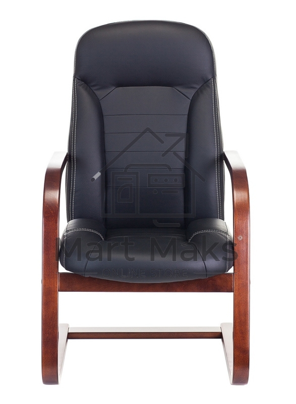 Кресло компьютерное Бюрократ T-9923WALNUT-AV/BL черный, кожа, низкая спинка