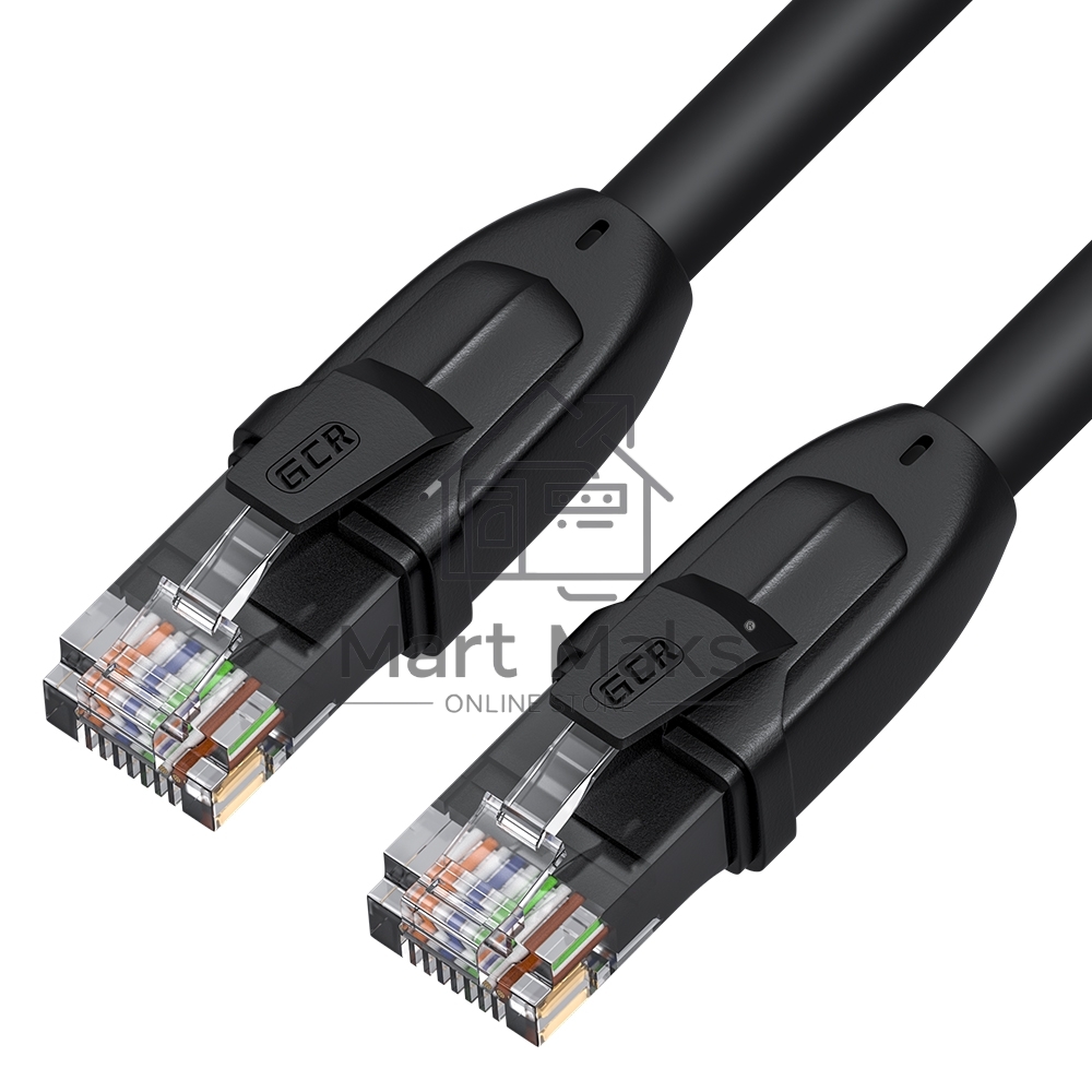 Патч-корд GCR  PROF прямой 1.0m, UTP медь кат.6, че, 24 AWG, ethernet high speed 10 Гбит/с, RJ45, T568B, GCR-52580
