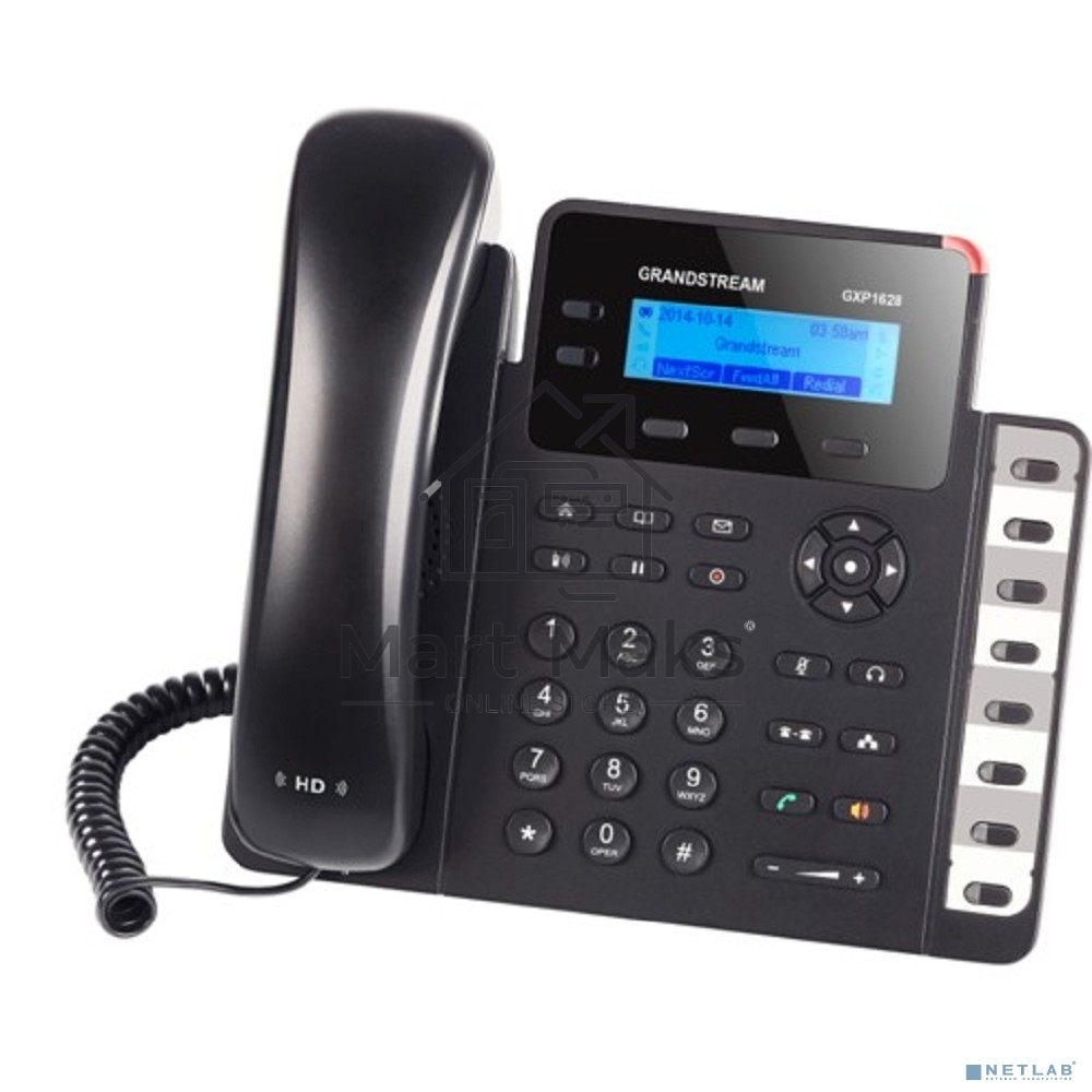 IP-телефон Grandstream GXP1628, 2 SIP линии, 8 BLF клавиш, PoE