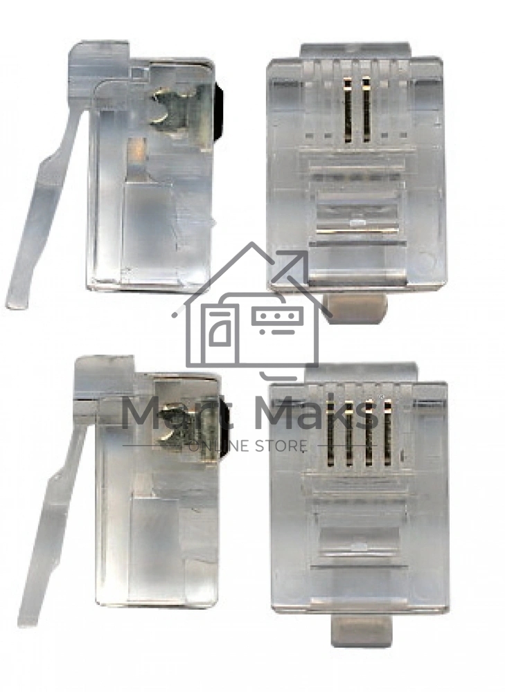Коннектор RJ12 Lanmaster д/кабеля 6-ти контактный, 100 шт.