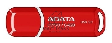Флешка USB R/W R/W ADATA 64GB ADATA UV150, USB 3.0, Красный
