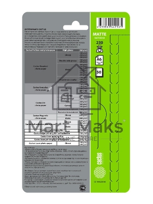 Фотобумага Cactus CS-MA623050 A6/230г/м2/50л./белый матовое для струйной печати