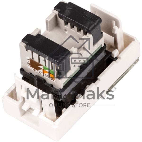Вставка Mosaic 22.5x45, RJ-45 UTP, кат.5e, со шторкой и увеличенным окном маркировки, белая