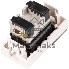Вставка Mosaic 22.5x45, RJ-45 UTP, кат.5e, со шторкой и увеличенным окном маркировки, белая