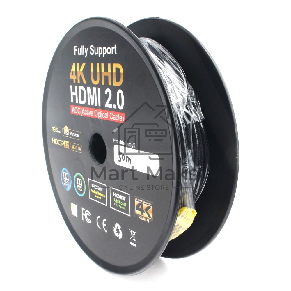 Активный оптический кабель Cablexpert HDMI, 50м, v2.0, 19M/19M, AOC Premium Series, позол.разъемы, экран, коробка