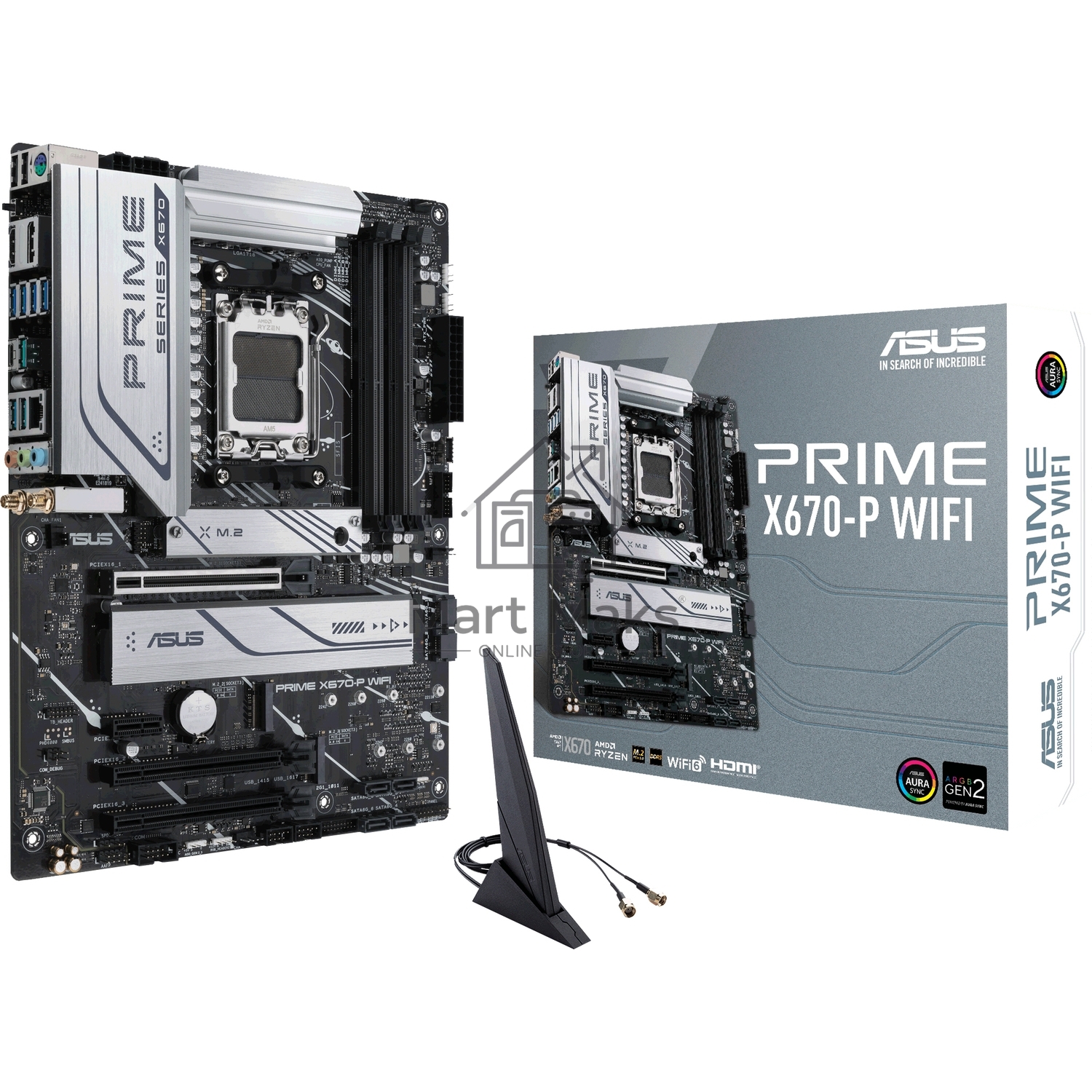 Материнская плата ASUS PRIME X670-P WIFI, AM5, AMD X670, 4xDDR5, 6xSATA, 3xM.2 PCIe 5.0 x4, 1xPCI-E 4.0 x16, 2xPCI-E 4.0 x4, 1xPCI-E x1, 1xHDMI, 1xDP, 1xUSB-C 3.2 Gen 2x2, 3xUSB 3.2 Gen 2, 4xUSB 3.2 Gen 1, 1x 2.5Gb LAN, 3x3.5 мм, 7.1, ATX