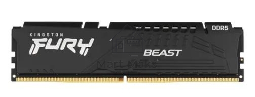 Оперативная память Kingston Fury Beast Black, DDR5, 32GB (1x32GB), 6000MHz, CL40, DIMM, с радиаторами, черный