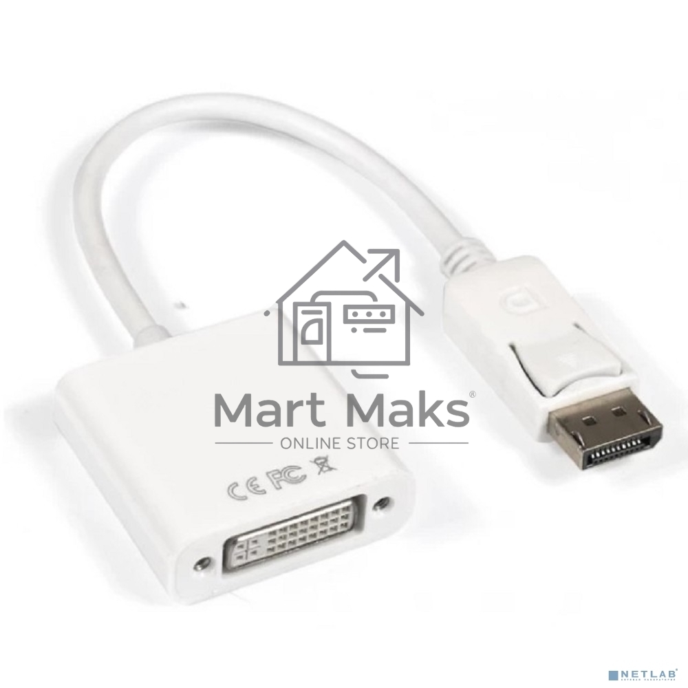 Кабель-переходник DisplayPort-DVI ExeGate EX-DPM-DVIF-0.1 (20M/19F, 0,1м)