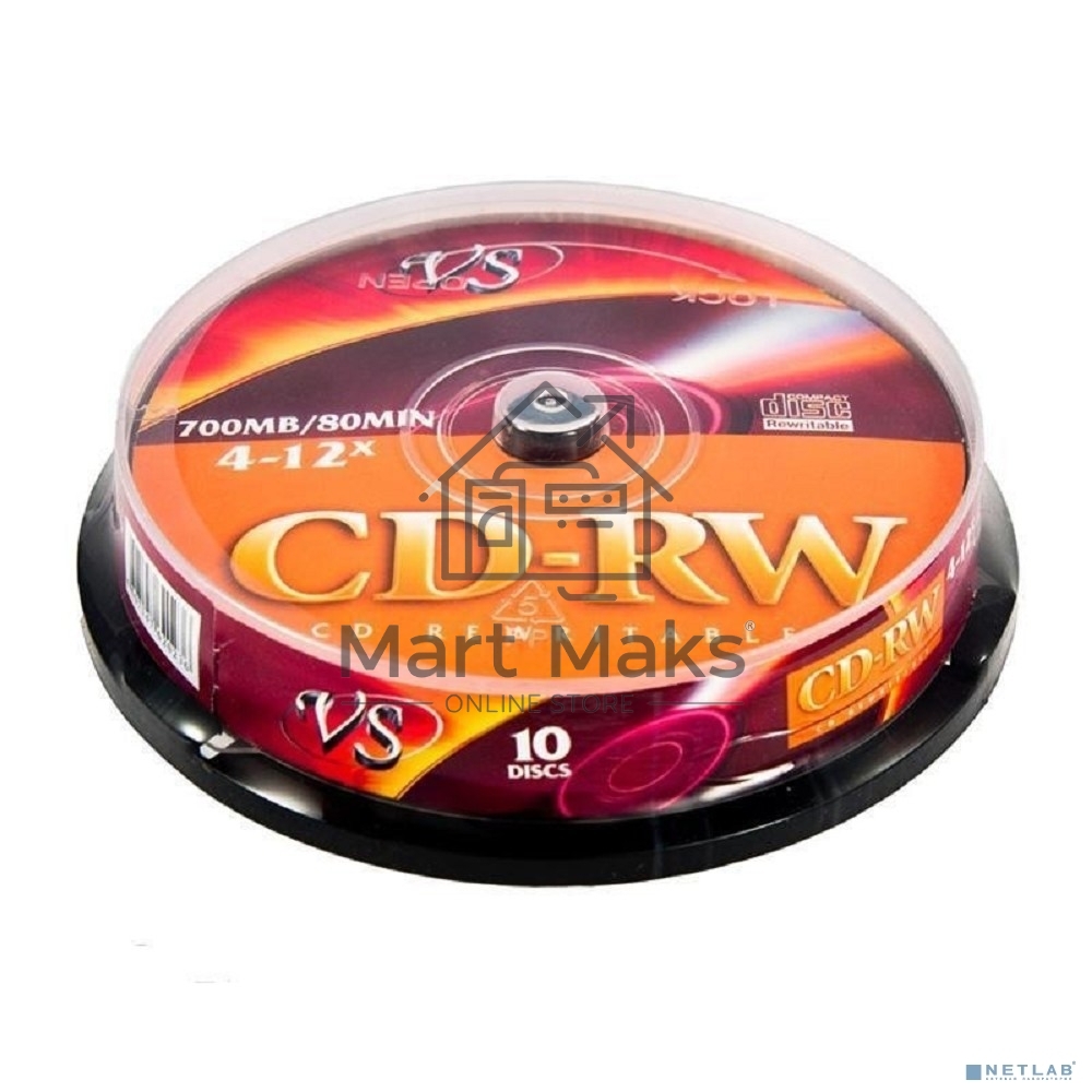 Диск CD-RW VS (PERFEO) 700 Mb, 12x, Cake Box (10), (10/250).