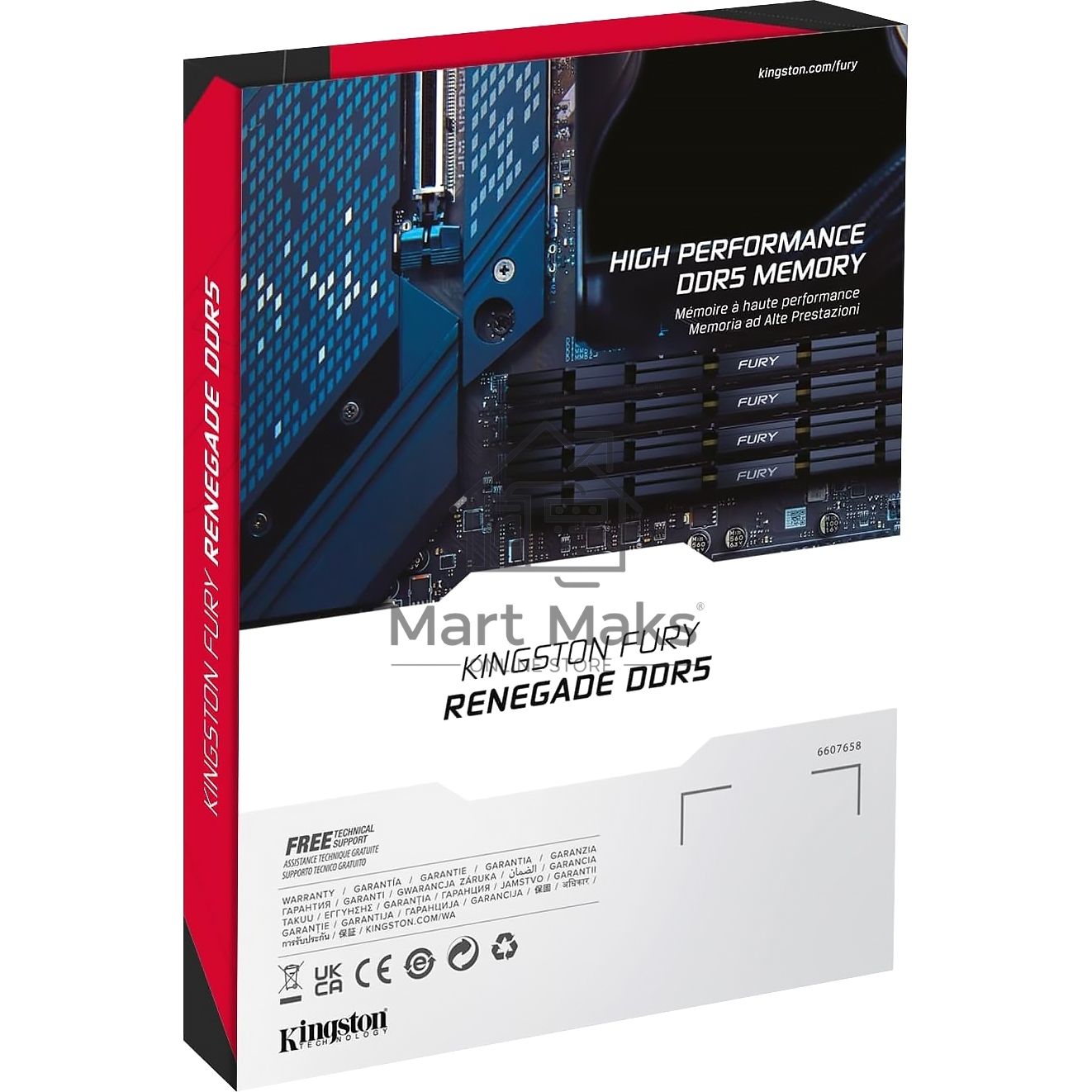 Оперативная память Kingston Fury Renegade, DDR5, 32GB (2x16GB), 7600MHz, CL38, DIMM, с радиаторами, серебристый/черный