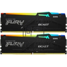 Оперативная память Kingston Fury Beast RGb, DDR5, 32Gb (2x16 Gb), 6000 MHz, CL30, радиатор, RGb, черный