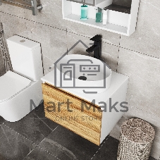 Тумба с раковиной и выпуском (Тумба Bau Dream Blackwood 80, умывальник BAU Nimb 50х36, выпуск клик клак, черный)