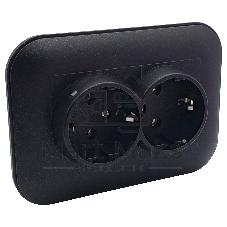 Ovivo Розетка 2-ая с/з ЛОФТ (LOFT), черный металлик, 404-170317-907