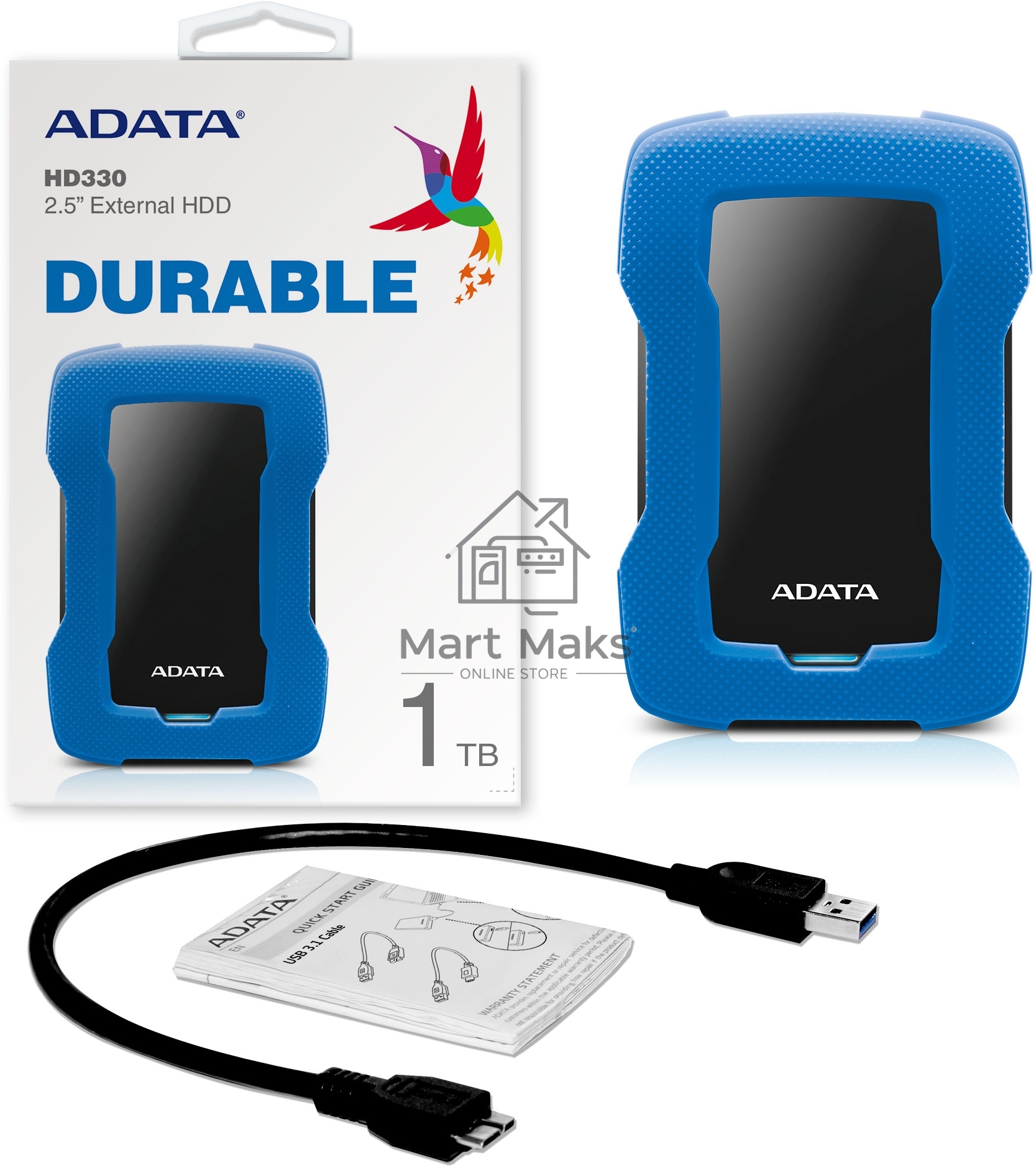 Внешний жесткий диск ADATA 1TB ADATA HD330, 2,5