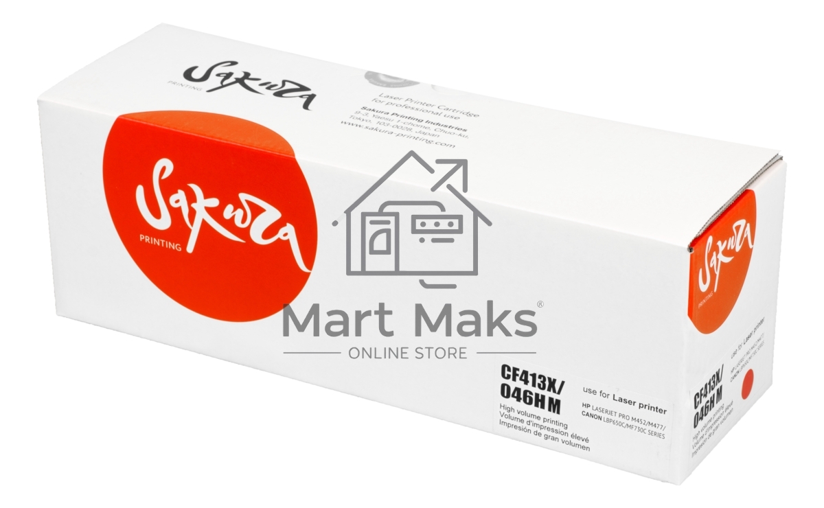 Картридж Sakura CF413X/046HM для HP и Canon, пурпурный, 5000 к.