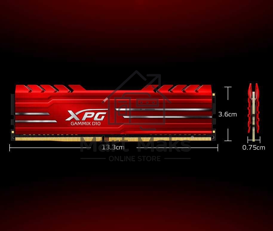 Оперативная память XPG Gammix D10, DDR4, 32GB (2x16GB), 3600MHz, CL18, UDIMM, с радиатором, черный