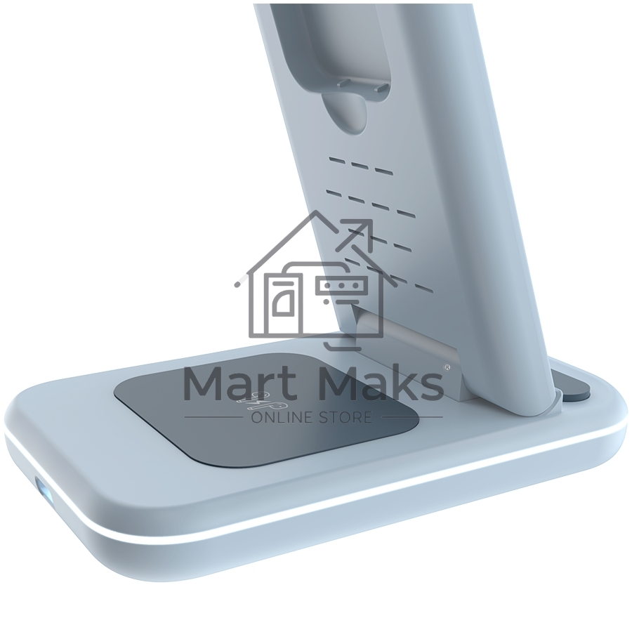 Беспроводное зарядное устройство CANYON WS-304, Foldable  3in1 Wireless charger, with touch button for Running water light, Input 9V/2A,  12V/1.5AOutput 15W/10W/7.5W/5W, Type c to USB-A cable length 1.2m, with QC18W EU plug,132.51*75*28.58mm, 0.168Kg,Blue