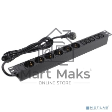 Блок розеток горизонтальный ExeGate ServerPro PDU-19H011 Al-5C136S-EU2.5, 19