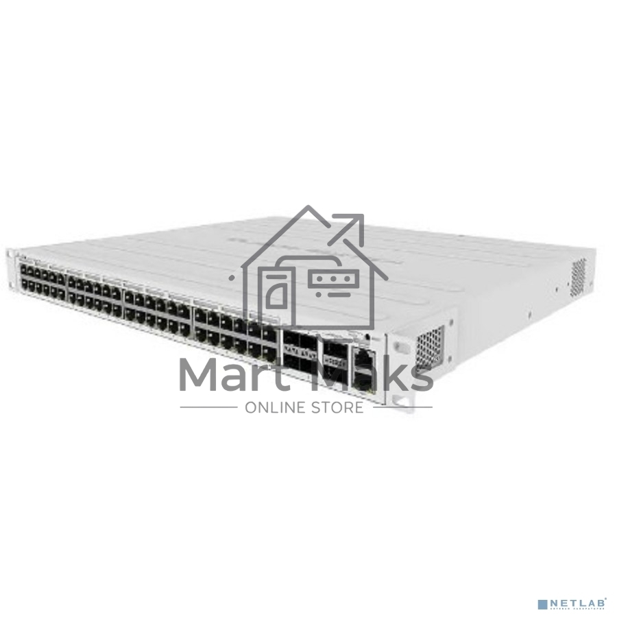 Коммутатор CRS354-48P-4S+2Q+RM Cloud Router Switch 354-48P-4S+2Q+RM with 48 x Gigabit RJ45 LAN (all PoE-out), 4 x 10G SFP+ cages, 2 x 40G QSFP+ cages, RouterOS L5, 1U rackmount enclosure, 750W PSU