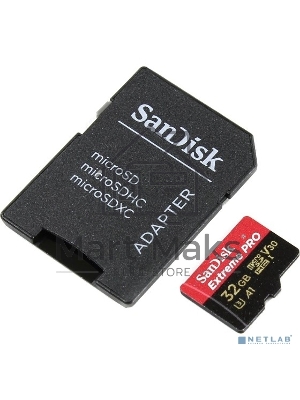 Флеш карта microSD 32GB SanDisk microSDHC Class 10 UHS-I A1 V30 U3 Extreme Pro (SD адаптер) 100MB/s