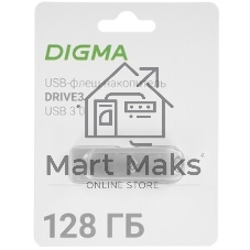Флешка USB Digma DRIVE3 (DGFUM128A30SR), 128Gb, USB 3.0, R/W 70/30, серебристый