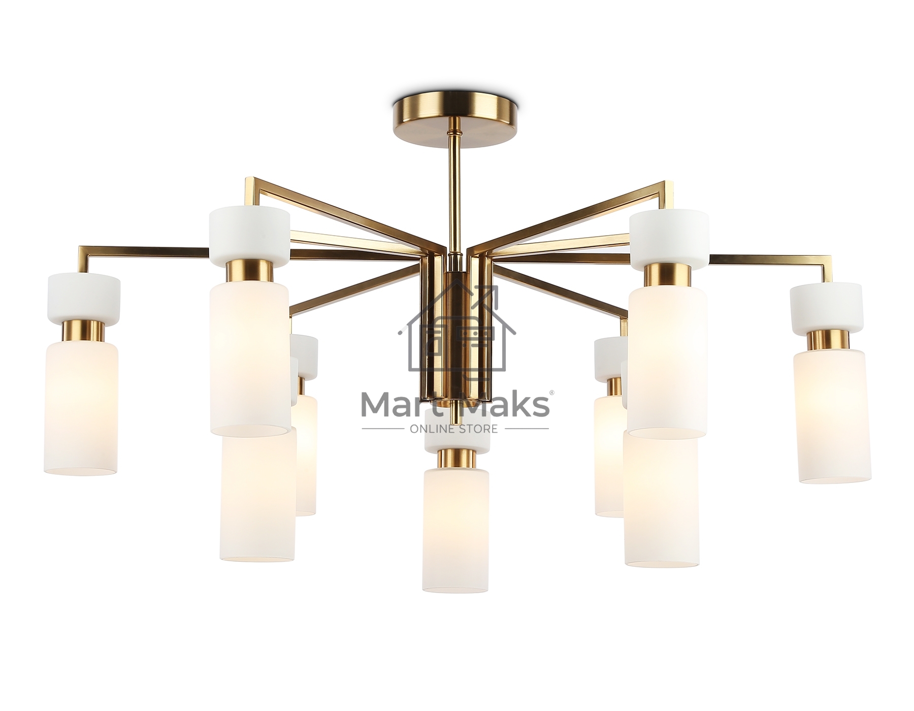 Люстра Ambrella light LH56128/9 BS/FR латунь/белый матовый E14*9 max 40W D765*440