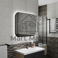 Зеркало Bau Black Rand 80х70, с LED фоновой подсветкой, бесконтактным сенсором, черной окантовкой