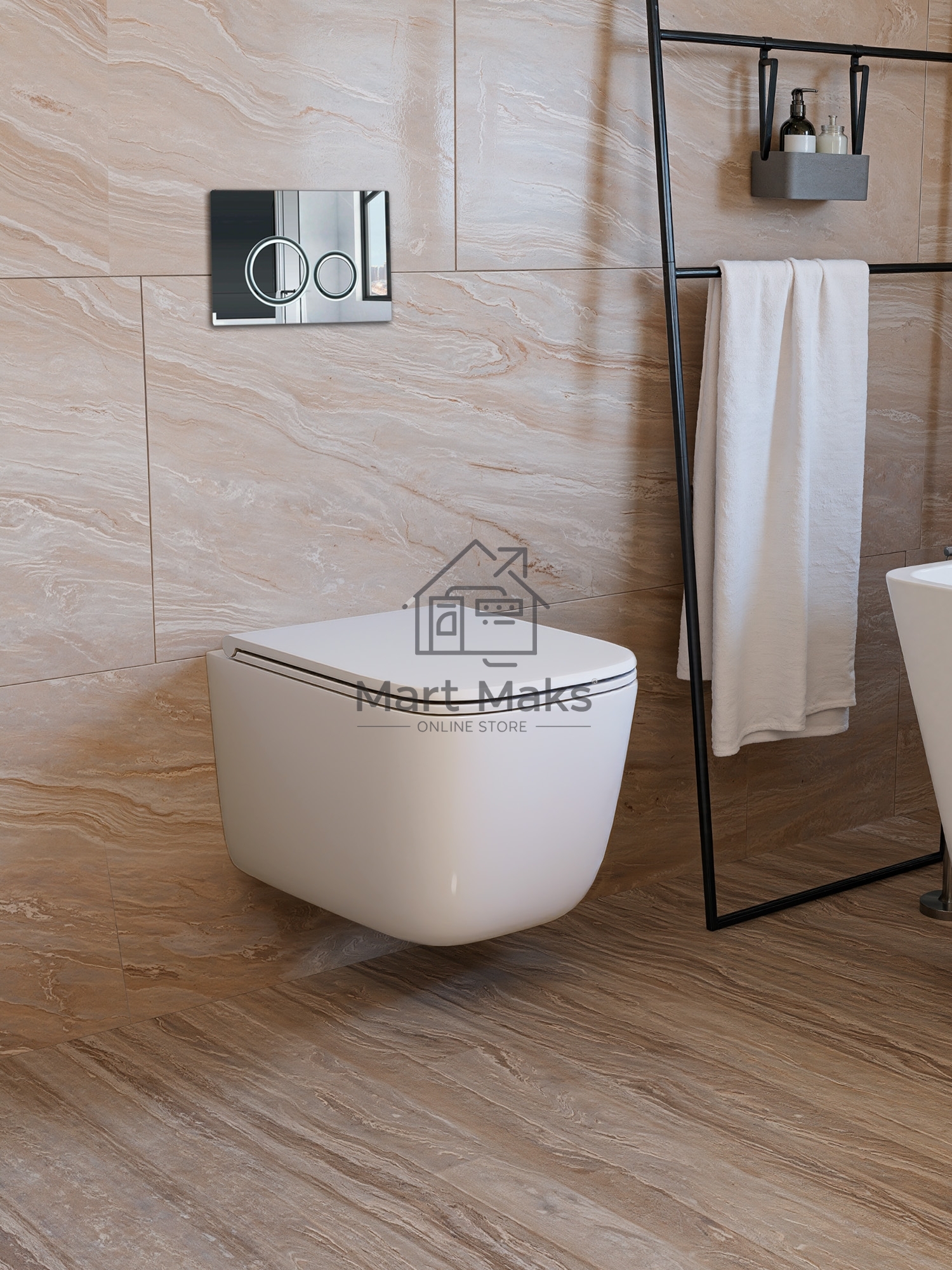 Инсталляция с унитазом комплект BAU IDEAL 6 в 1: унитаз подвесной безободковый торнадо Bau Dream 51х35, быстросъемное сиденье микролифт, кнопка смыва BAU Wheelхром