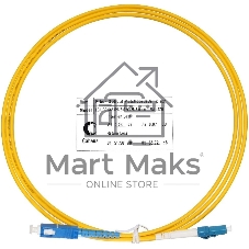 Патч-корд оптический Cabeus Tight Buffer, Simplex SC/LC, OS2 9/125, LSZH, 1,5м, Ø 3мм, синий хвостовик, жёлтый