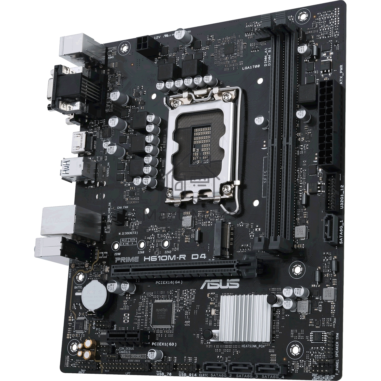 Материнская плата ASUS PRIME H610M-R D4-SI, LGA 1700, Intel H610, 2xDDR4, 4xSATA, 1xM.2 PCIe 3.0 x4, 1xPCIe 4.0 x16, 1xPCIe x1, 1xHDMI, 1xDVI, 1xVGA, 2xUSB-A 2.0, 2xUSB-A 3.2 Gen 1, 1x 1Gb LAN, 3x3.5 мм, 7.1, mATX