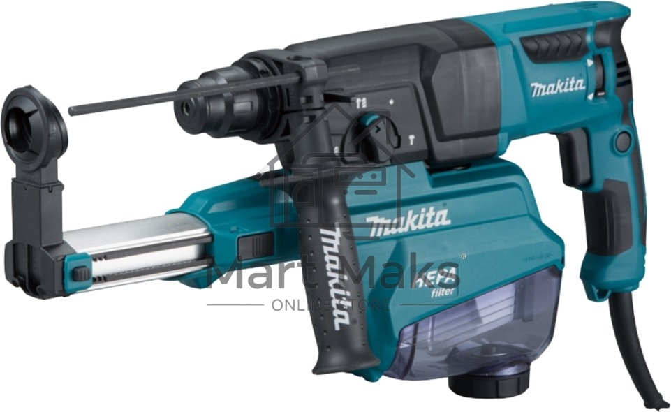 Перфоратор Makita HR2652  SDS+,800Вт,3реж,2.9Дж,0-4600у\м,3.0кг,чем,комплект д\сбора пыли с фильтро