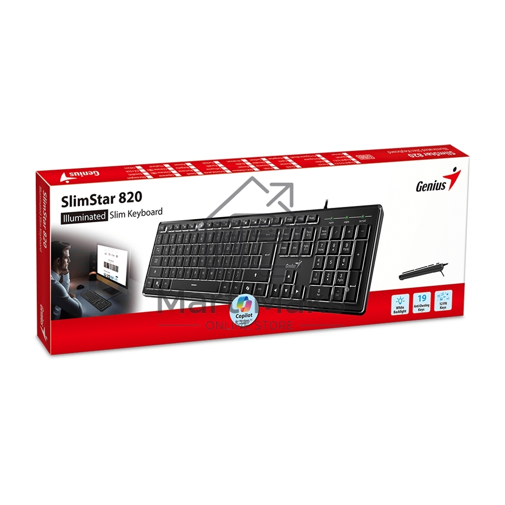 Клавиатура Genius SlimStar 820, черный, проводная, USB, 104 клавиши 31310055402