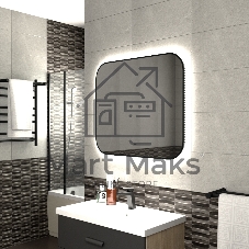 Зеркало Bau Black Rand 80х70, с LED фоновой подсветкой, бесконтактным сенсором, черной окантовкой