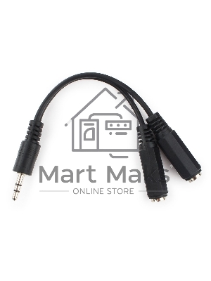 Кабель разветвитель аудио сигнала Cablexpert CCA-415-0.1M, Jack3.5 папа->2х Jack3.5 мама 10см, черный