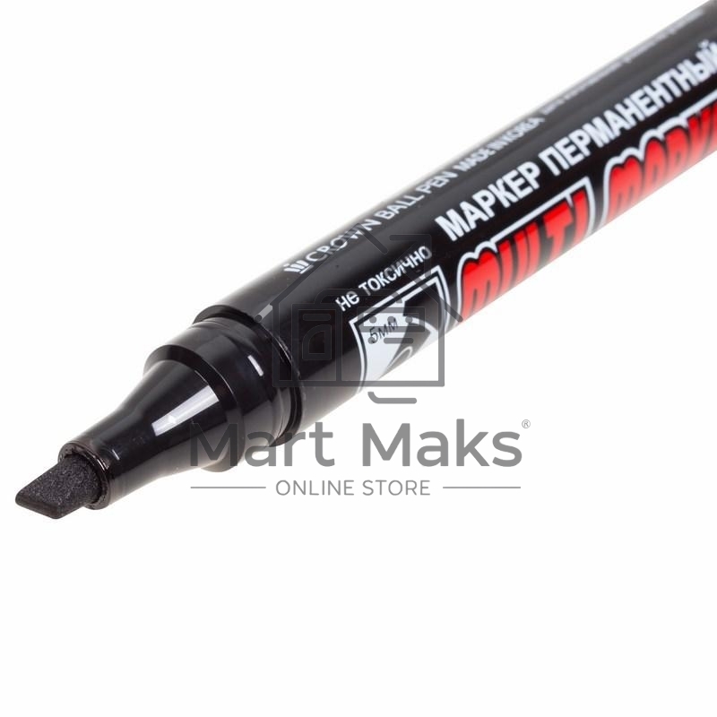 Маркер перманентный Crown «Multi Marker Chisel» 5 мм, черный, скошенный