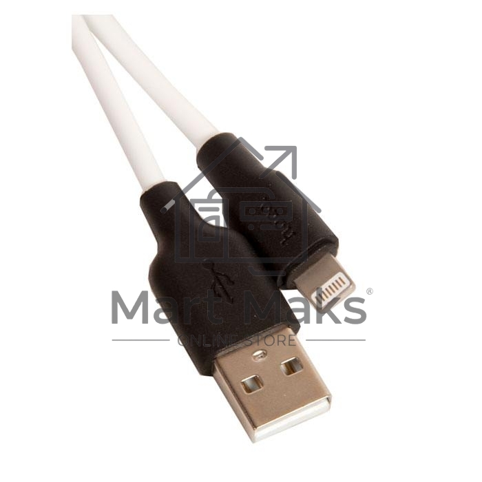 Кабель USB 2.0 hoco X21, силиконовая оплетка, AM/Lightning M, бело-черный, 1м