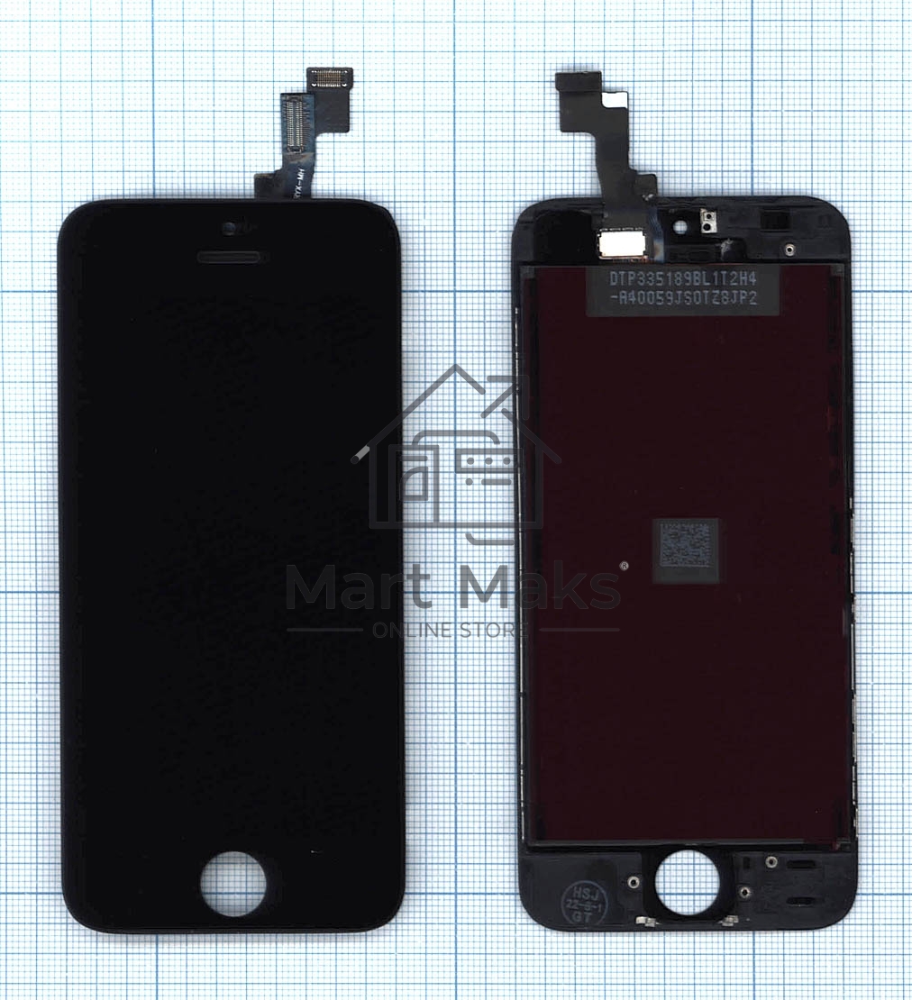 Дисплей для Apple iPhone 5S в сборе с тачскрином (AAA) черный