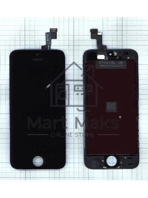 Дисплей для Apple iPhone 5S в сборе с тачскрином (AAA) черный
