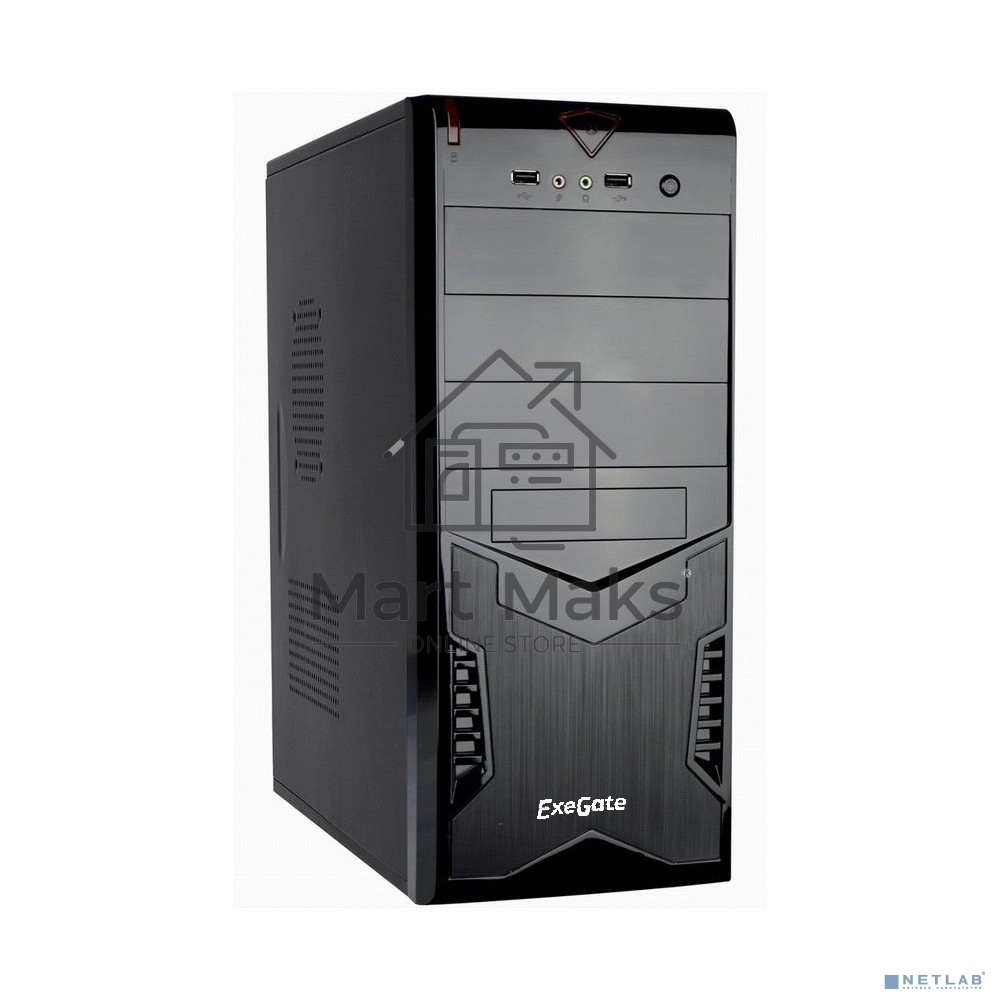 Компьютерный корпус Miditower Exegate CP-601 Black, ATX, <без БП>, 2*USB, Audio