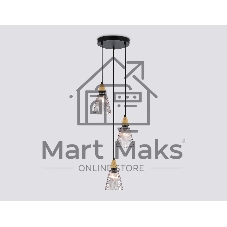 Светильник Ambrella light LH58112/3 BK/LW/SM черный/светлое дерево/дымчатый E14*3 max 40W D270*1200