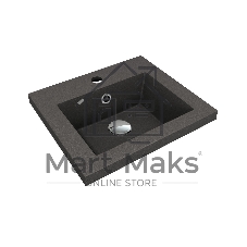 Тумба под раковину Bau Stil Loft black brushed, раковина кварцевая BAU Stil 40, черный металлик, смеситель Hotel Black, черный